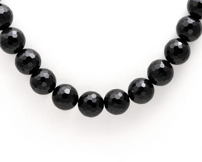 Round Faceted Shape BlackSpinnal Mala