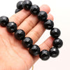 Round Faceted Shape Black  Spinnal Mala