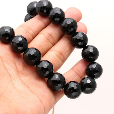 Round Faceted Shape BlackSpinnal Mala