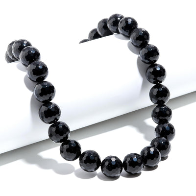 Round Faceted Shape BlackSpinnal Mala