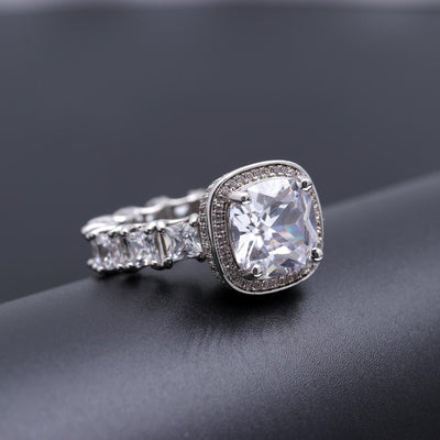 Classic Women's Crystal Ring in Platinum Finish