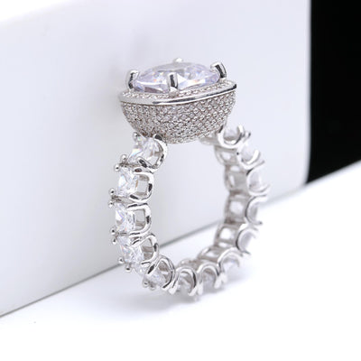Classic Women's Crystal Ring in Platinum Finish