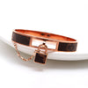 Rose gold Bracelet with Lock Hanging and Leather