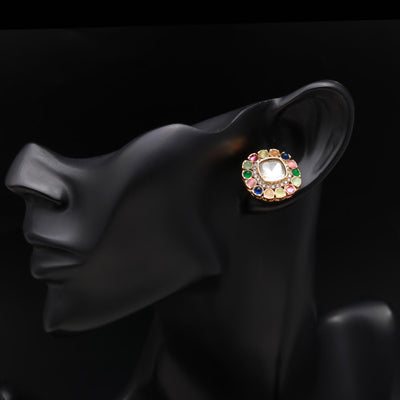 Multi Colour Kundan Polki Earrings