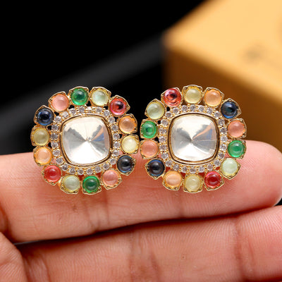 Multi Colour Kundan Polki Earrings