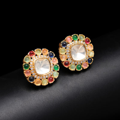 Multi Colour Kundan Polki Earrings