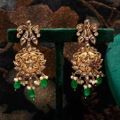Beautiful Green Bead Jewelry Set With Earrings