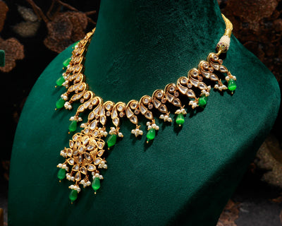 Beautiful Green Bead Jewelry Set With Earrings