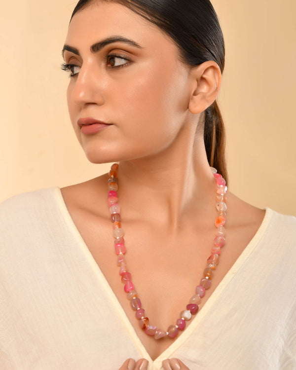 tumble shape agate mala -blue