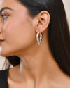 Silver Puffy Heart Hoop Earrings