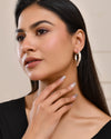Silver Puffy Heart Hoop Earrings