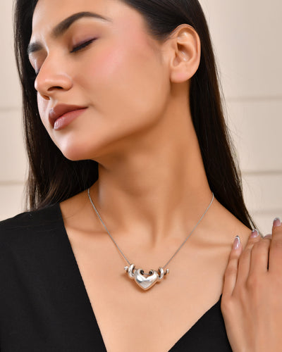 Pure Silver Heart Pendant with Chain