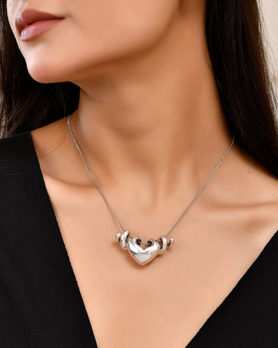 Pure Silver Heart Pendant with Chain