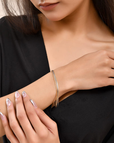 Triple Tone Five-Strand Silver Bracelet