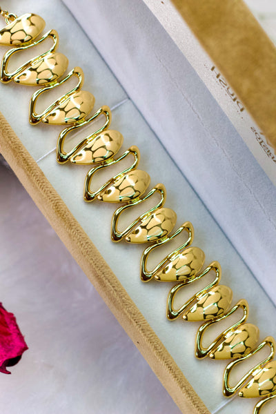 Women Gold Plated Half Heart Design Bracelet