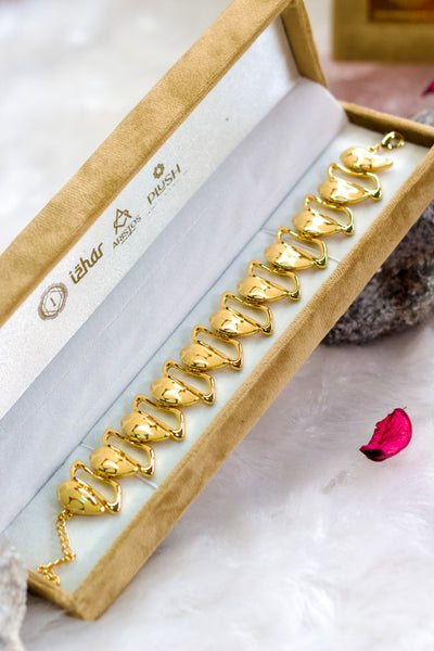Women Gold Plated Half Heart Design Bracelet