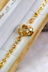 Gold-Plated Stone Studded with Self Printed Heart Design Bracelet