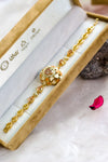 Gold-Plated Stone Studded with Self Printed Heart Design Bracelet