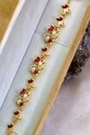 Red Butterflies with Pearl Studded Gold Plated Bracelet