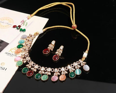 Multi-Stone & Kundan Necklace Set