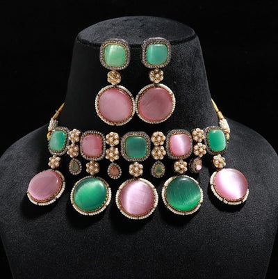 Multicolour Stone Choker Enhanced with Pearls