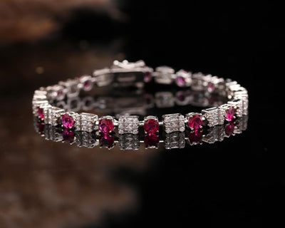Red Stone Classic Tennis Bracelet