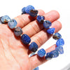 tumble shape agate mala -blue