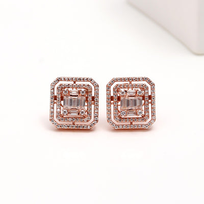 Lab Grown Diamond Rose Gold Plated Sterling Silver Earring