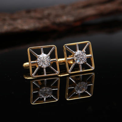 Lab Grown Diamond Gold Plated silver cufflinks