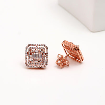 Lab Grown Diamond Rose Gold Plated Sterling Silver Earring