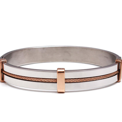 Silver Unisex Bracelet with Rose Gold Lining