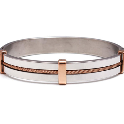 Silver Unisex Bracelet with Rose Gold Lining
