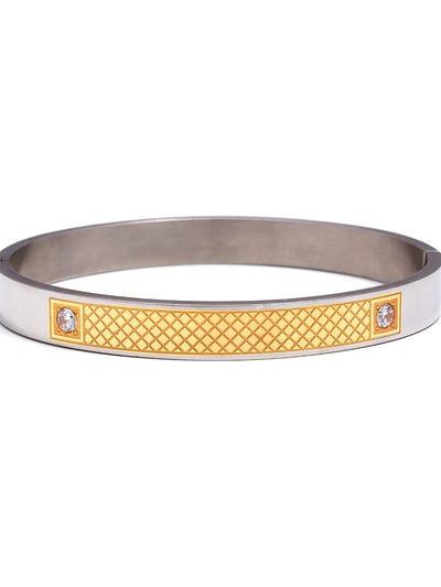 Unisex Dual Tone Bracelet with Beautiful Center