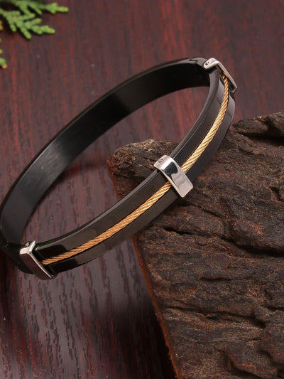 Unisex Black and Gold Daily Wear Bracelet